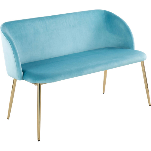 Fran Bench in Gold & Light Blue Velvet